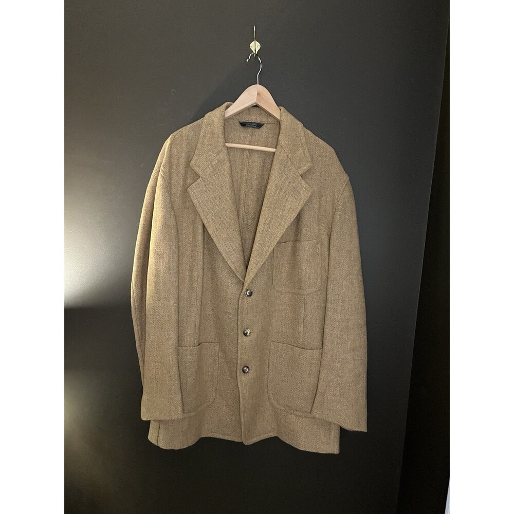 Vintage Harris Tweed Men's Blazer Jacket Tan Barleycorn Wool Sport Coat48R/50RXL
